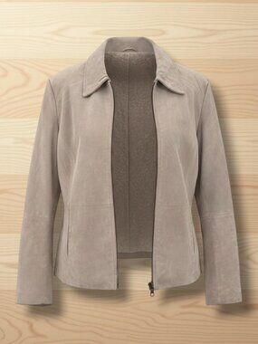 Relativity Taupe‎ Beige Suede Fleece Lined Moto Zip Jacket XL